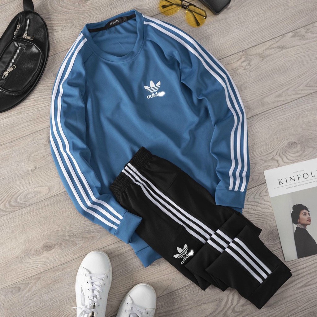 Bộ nỉ nam thu đông dài tay Eric chất thể thao 3 sọc đơn giản