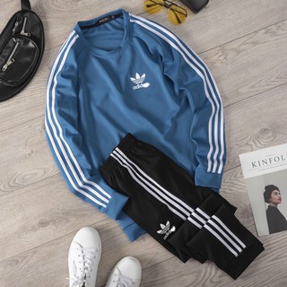 Bộ thể thao nam thu đông, bộ nỉ nam 3 sọc đơn giản Hara  Fashion