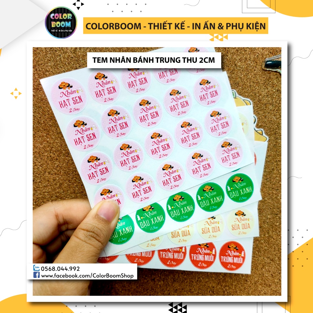 20 Tem decal dán - Nhân Bánh Trung Thu đường kính 2cm