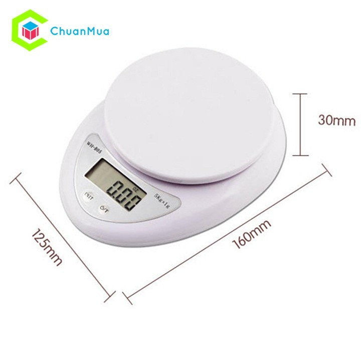 Cân điện tử nhà bếp Electronic Kitchen Scale, cân thực phẩm mini để bàn 5kg - Tặng kèm pin