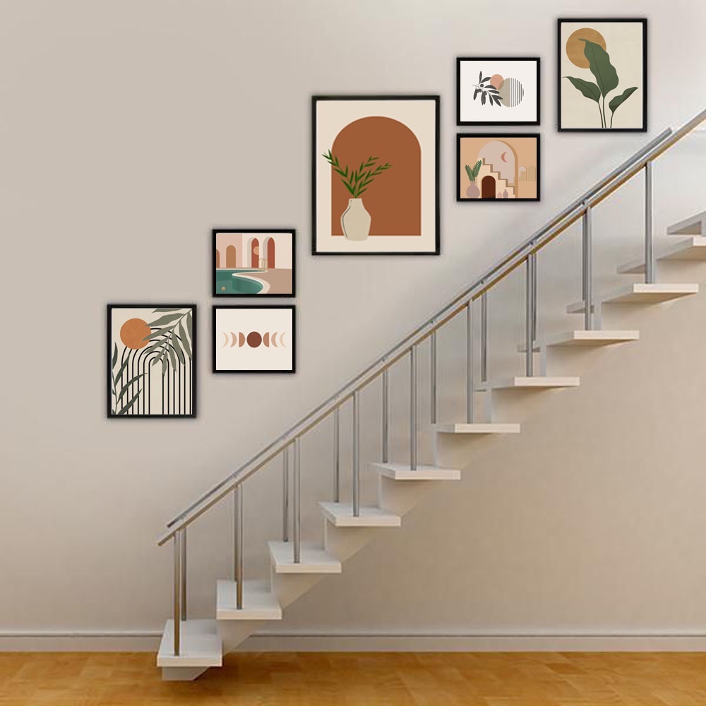 Bộ Tranh Treo Cầu Thang Boho Style XFrames Đã Có Khung Và Phụ Kiện