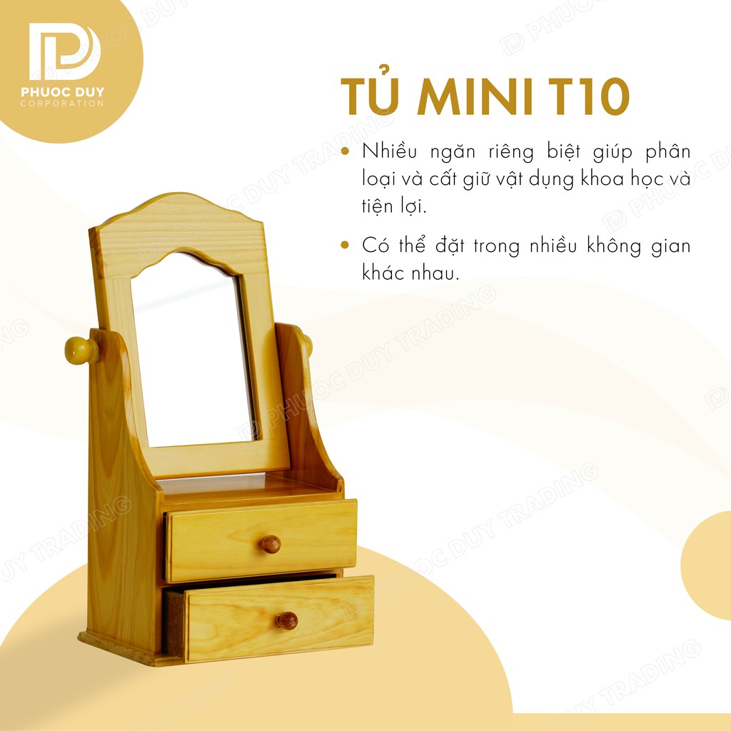 Tủ mini để bàn đa năng - Tủ nữ trang mỹ phẩm T10 có gương