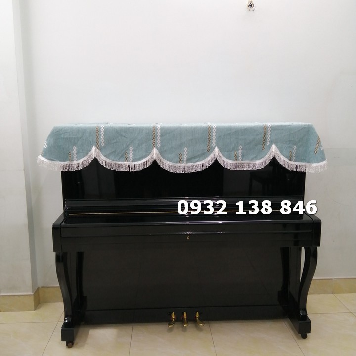 KHĂN PHỦ ĐÀN PIANO CƠ ĐẸP SANG TRỌNG MÀU XANH HÌNH THOI HIỆN ĐẠI