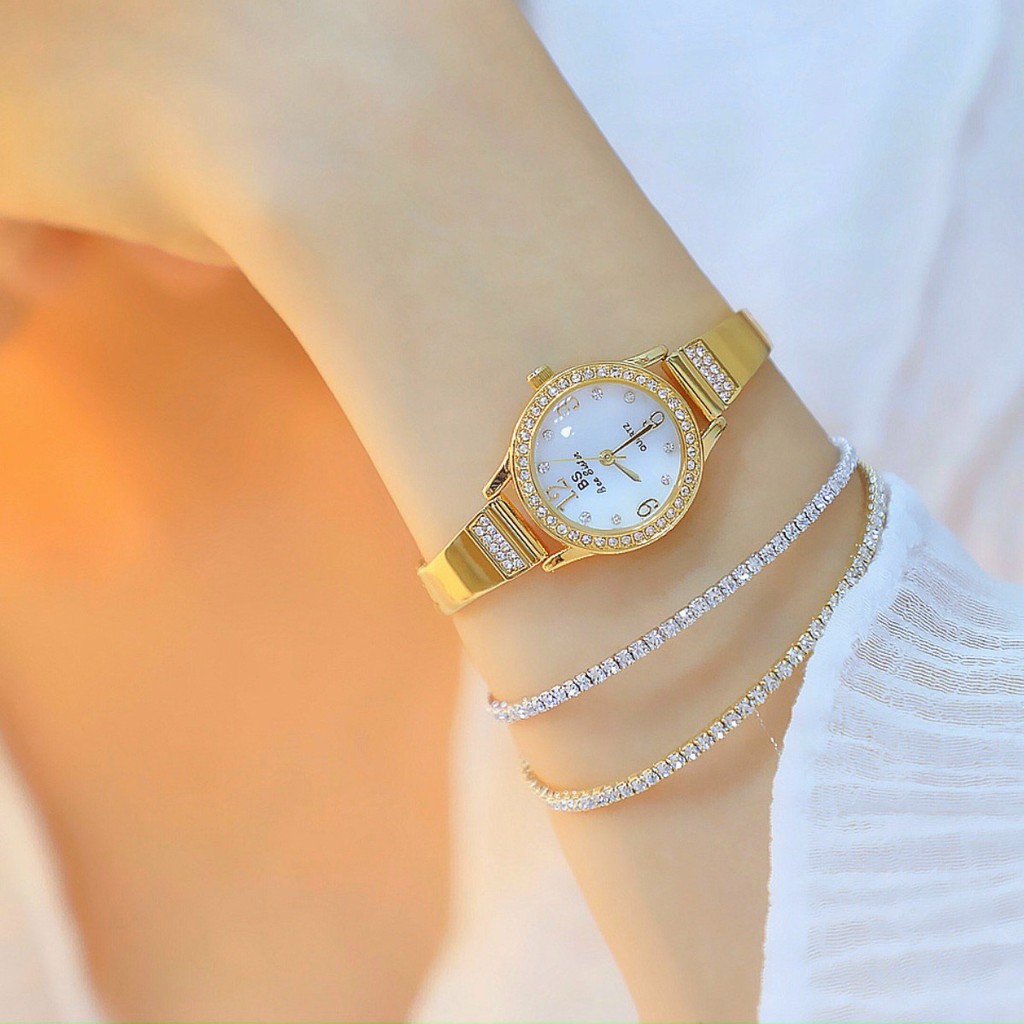 Đồng hồ đeo tay nữ, đồng hồ nữ chính hãng BEE SISTER đính đá mặt tròn siêu đẹp, thời trang cao cấp giá rẻ
