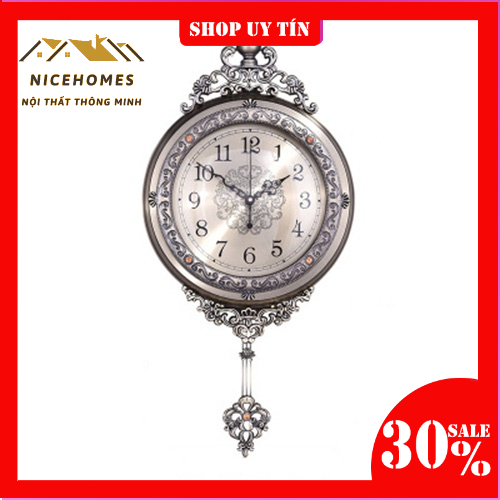 Đồng hồ tân cổ điển hiện đại treo tường trang trí phòng, đồng hồ qủa lắc decor ngôi nhà sang trọng, quý phái DH-101