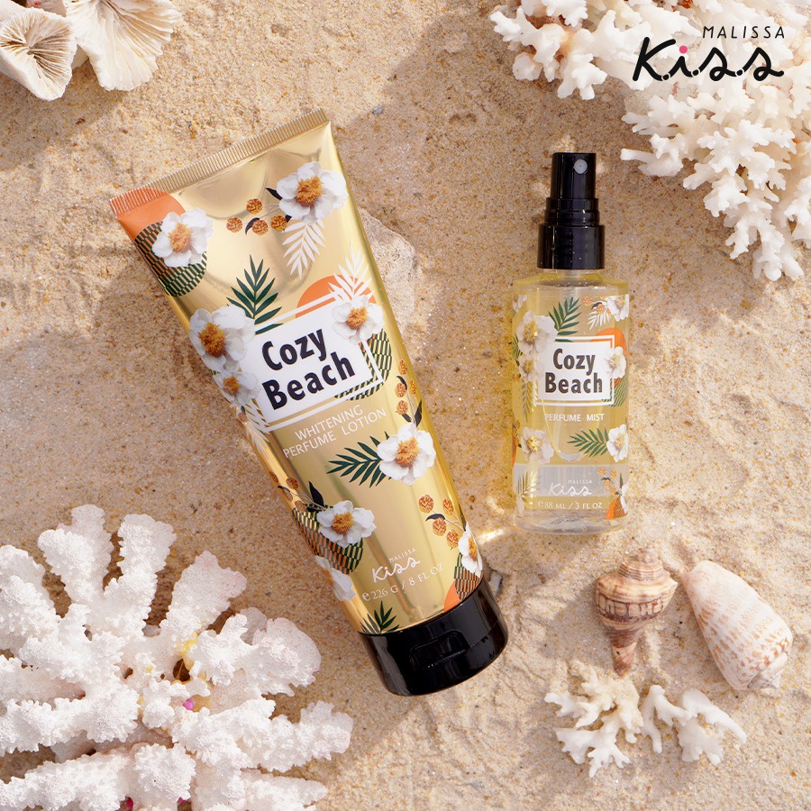 Bộ Đôi Hoàn Hảo Malissa Kiss Body Lotion 226g &amp; Body Mist hương Cozy Beach 88ml