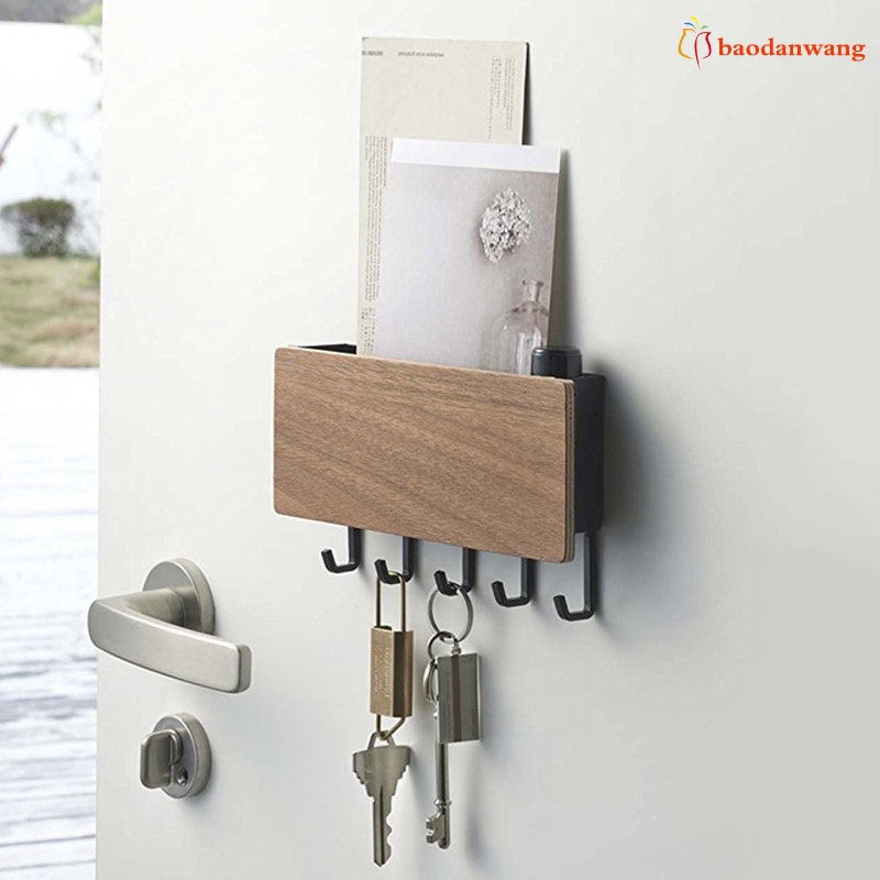 Giá đỡ chìa khóa 5 móc treo tường sắp xếp gọn gàng cho cửa ra vào/ hành lang tiện dụng