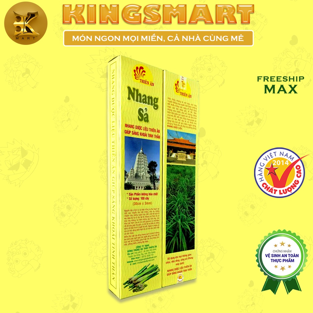 Nhang Sả/Bưởi/Ngải Cứu THƠM, ÍT KHÓI, CONG, KHÔNG RƠI TÀN Hữu Cơ (Hộp 100 Cây, 30cm x 3mm) THIÊN ÂN