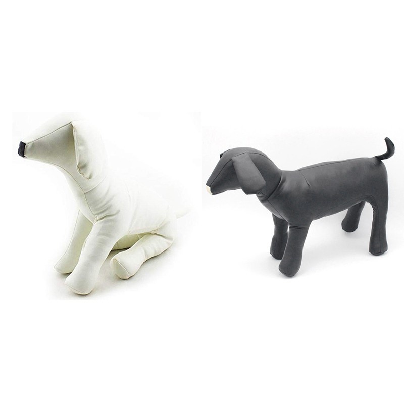 2 Pcs Leather Dog Mannequins Standing Position Dog els Toys Pet Animal Shop Display Mannequin , Black M & White L