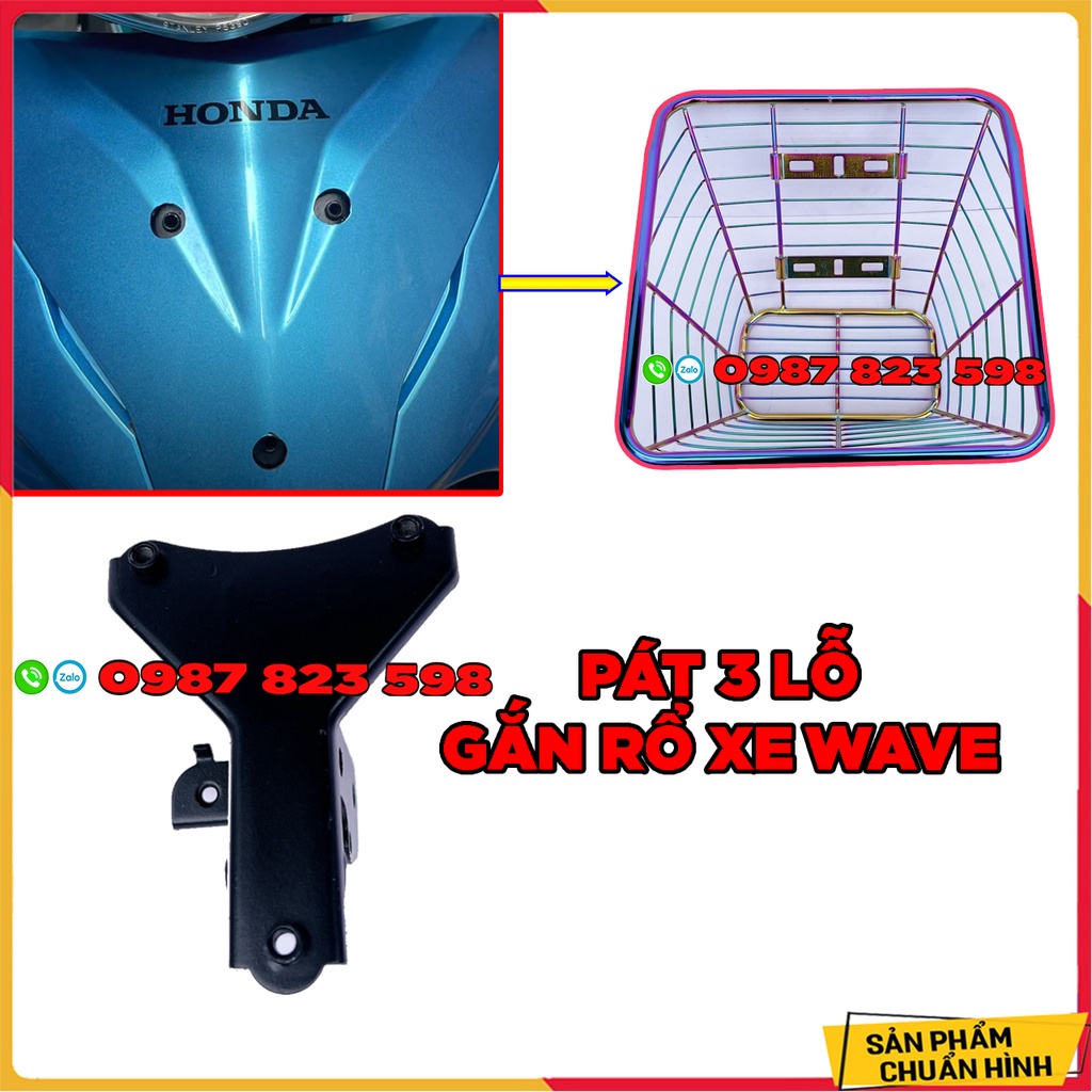 ★ Rổ Titan Wave 100, Wave 110 , Sirius - Giỏ Trước Wave, Sirius titan 10 Li + Pát 3 Lổ ★