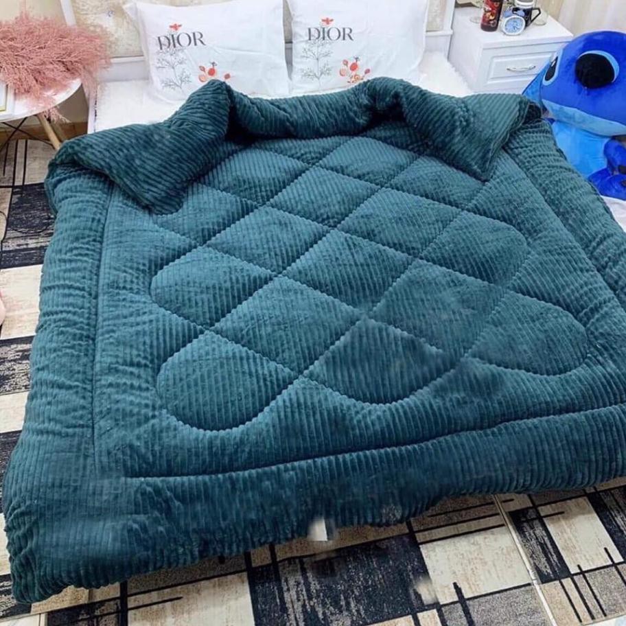 Ga Trải Giường Nỉ Nhung Tăm Cao Cấp (Tặng Kèm Vỏ Gối Nằm ) + Chăn nhung 3.8kg mềm, óng mịn