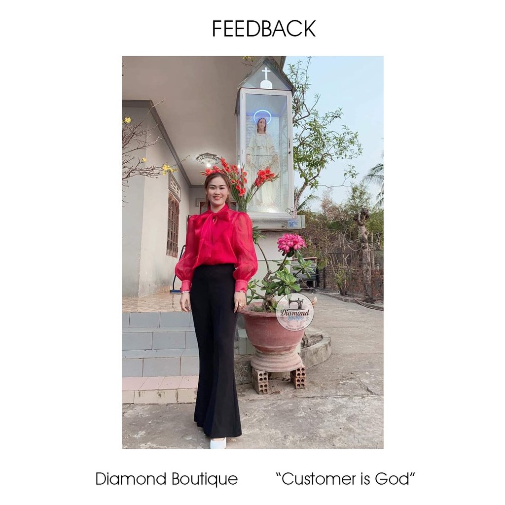 Áo Sơ Mi Nữ Tay Dài Cổ Nơ Chất Tơ Organza Thoáng Mát