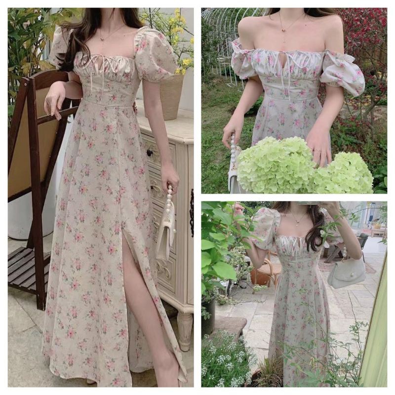 Váy maxi hoa xẻ đùi hàng QCL1 | BigBuy360 - bigbuy360.vn