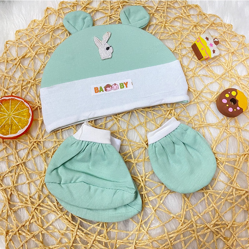 Set mũ kèm bao tay bao chân cho bé sinh sinh đáng yêu_PK94
