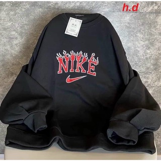 Áo nỉ nai in ngọn lửa,áo nỉ hooidi nai phom rộng unisex bivita
