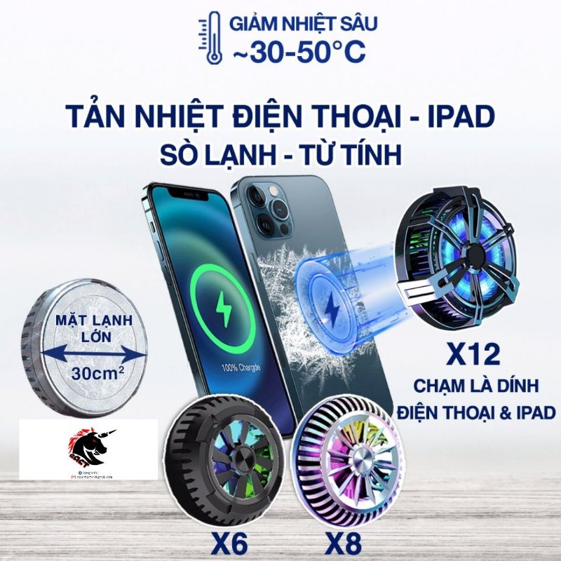 EACT Quạt tản nhiệt điện thoại X6/X8/X12/X13 nam châm - Quạt tản nhiệt sò lạnh Ipad máy