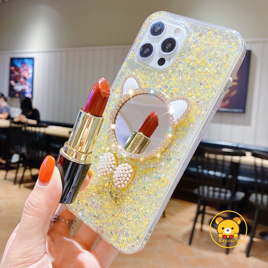 Ốp Điện Thoại Mềm Có Gương Trang Điểm Hình Mèo Cho iPhone XS Max X 8 7 6 6s Plus SE 2020 2022