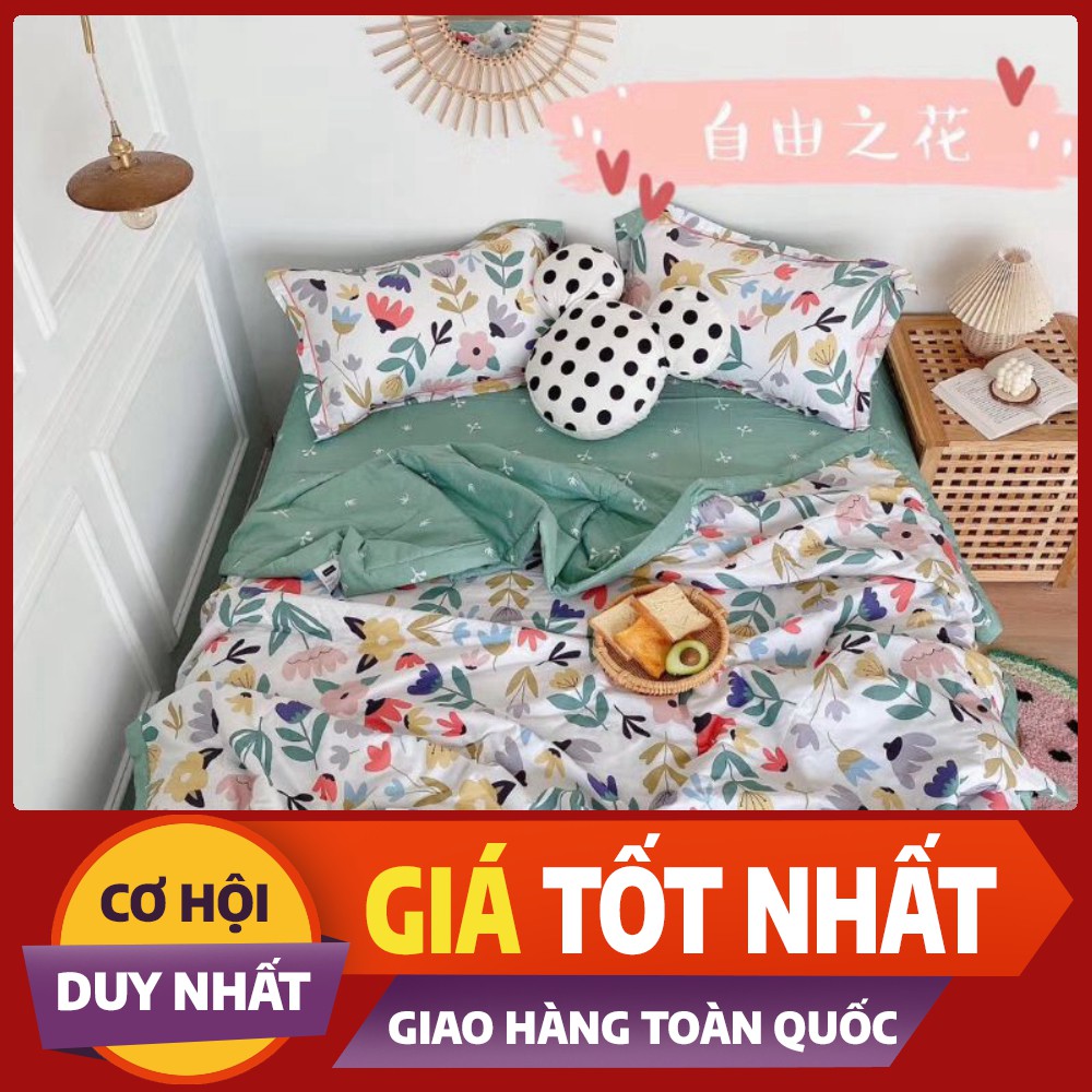 Bộ chăn ga cotton chăn hè trần hè thu mẫu mới 2020