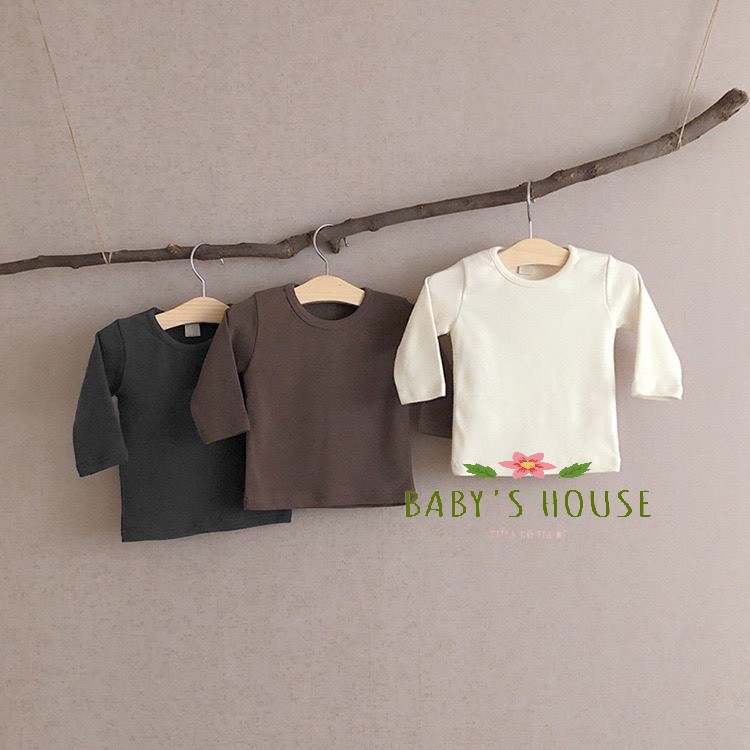 Áo cotton dài tay màu trơn phong cách hàn quốc BBAMMA cho bé A04 - Nana Baby