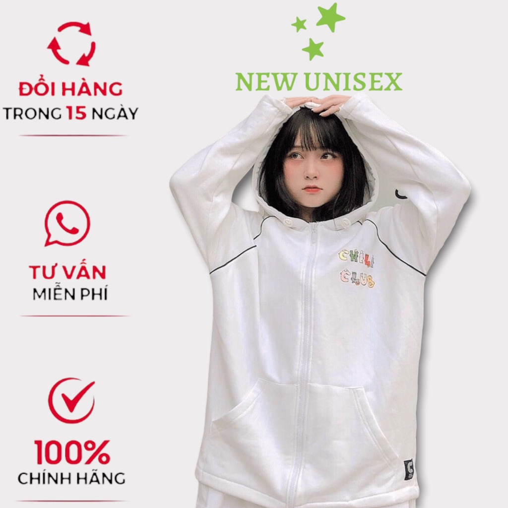 Áo khoác nữ Hoodie form rộng Khóa Dây Kéo IN Chữ Siêu Cute TP [NewUnisex]