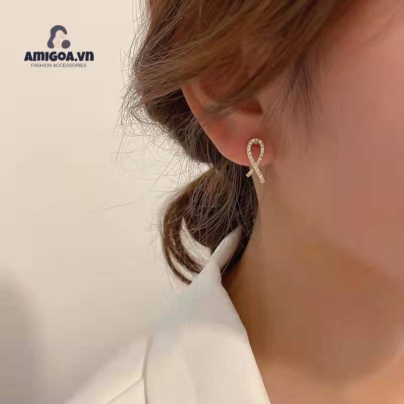 ✨✨Bông Tai Chuôi Bạc S925 ❤️FREESHIP❤️ Bông Tai Đính Đá Chéo Kiểu Mới Hàn Quốc