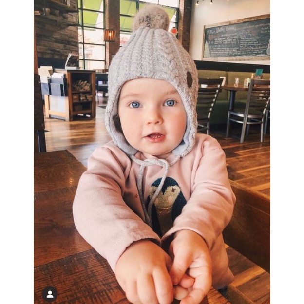 Mũ len lót nỉ Hm xuất cho bé