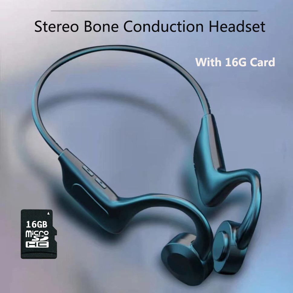 Tai nghe dẫn truyền xương Bone Conduction Tai nghe Bluetooth có thẻ nhớ MP3 Radio tai nghe không dây Cổ không dây Chạy bộ Tai nghe chơi game không thấm nước Tai nghe khử tiếng ồn