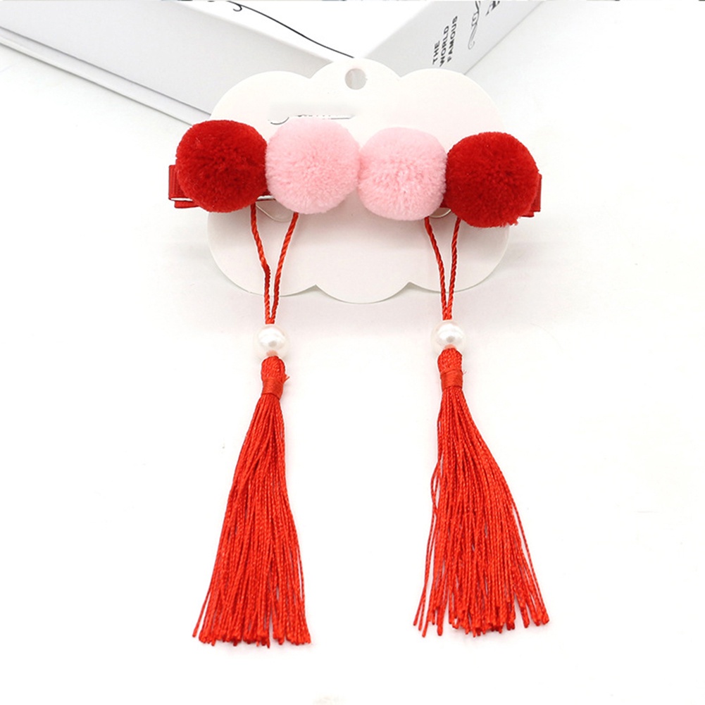 Cặp kẹp tóc tua rua phong cách Trung Hoa cho bé gái