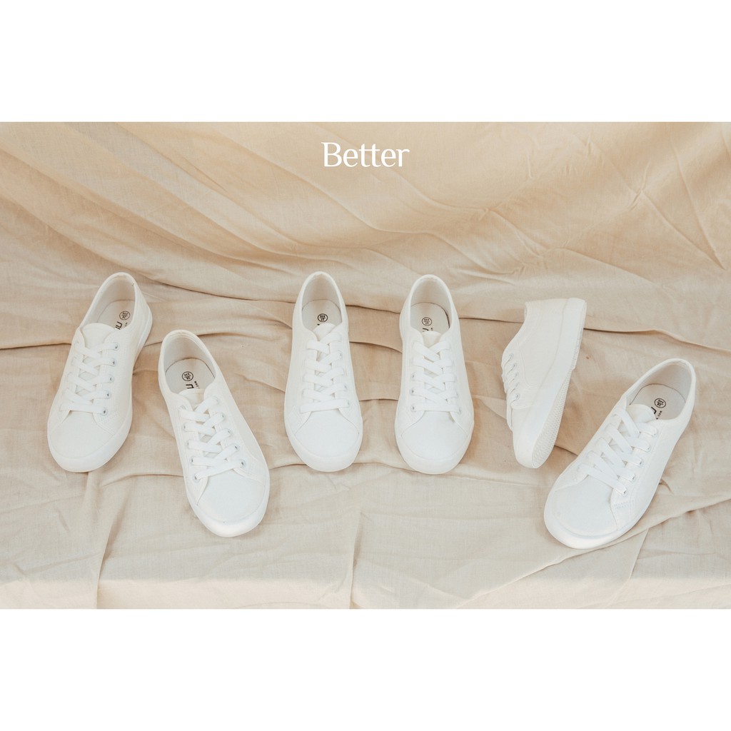 Giay sneaker vải canvas trắng trơn Better Shoes 160618001