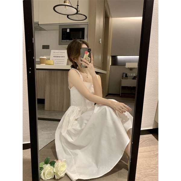 Đầm hai dây NZN dáng dài kiểu dáng đơn giản phong cách Hàn Quốc có 3 màu tùy chọn