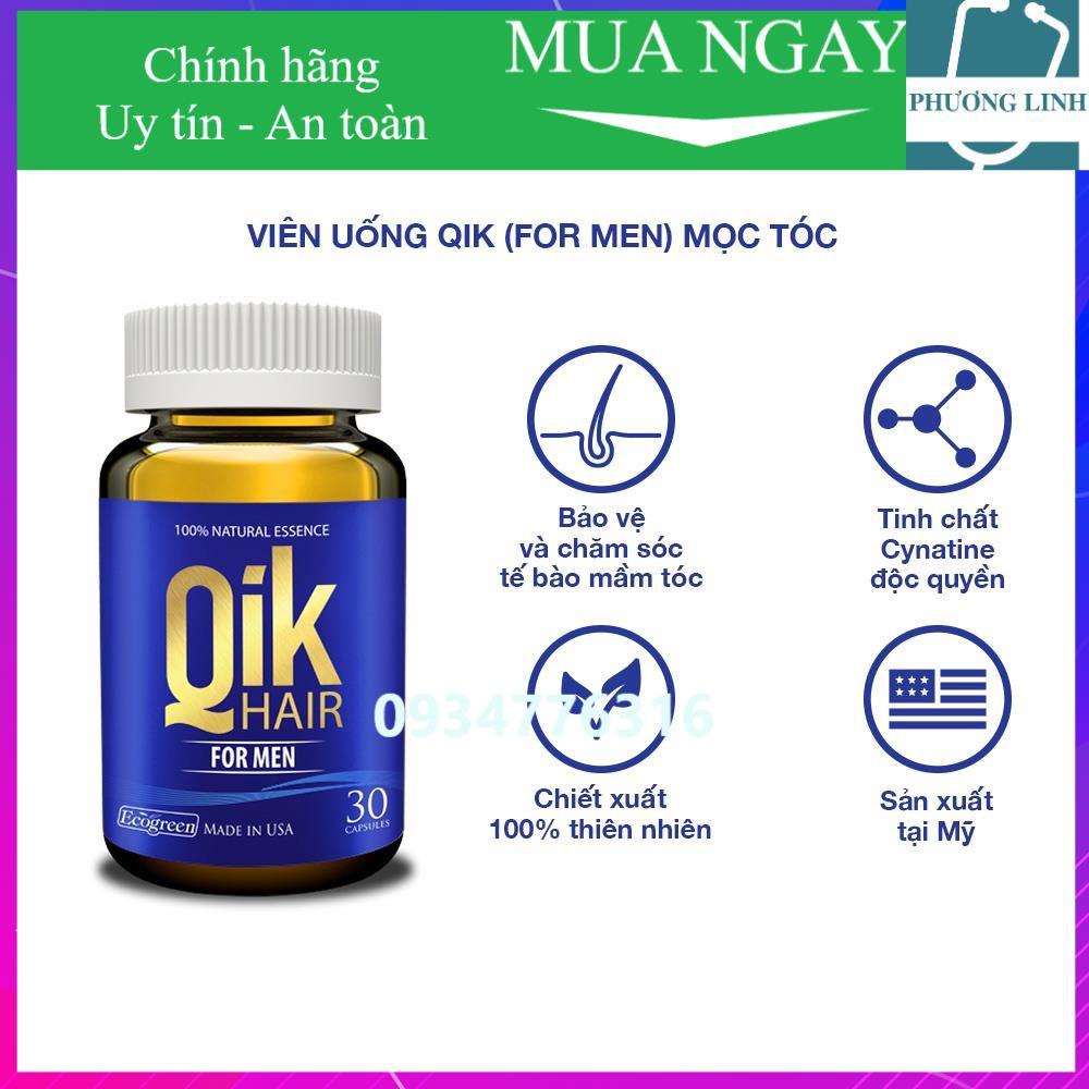 Viên uống QIK HAIR (cho Nam) giảm rụng, mọc tóc chắc khỏe (15 viên)