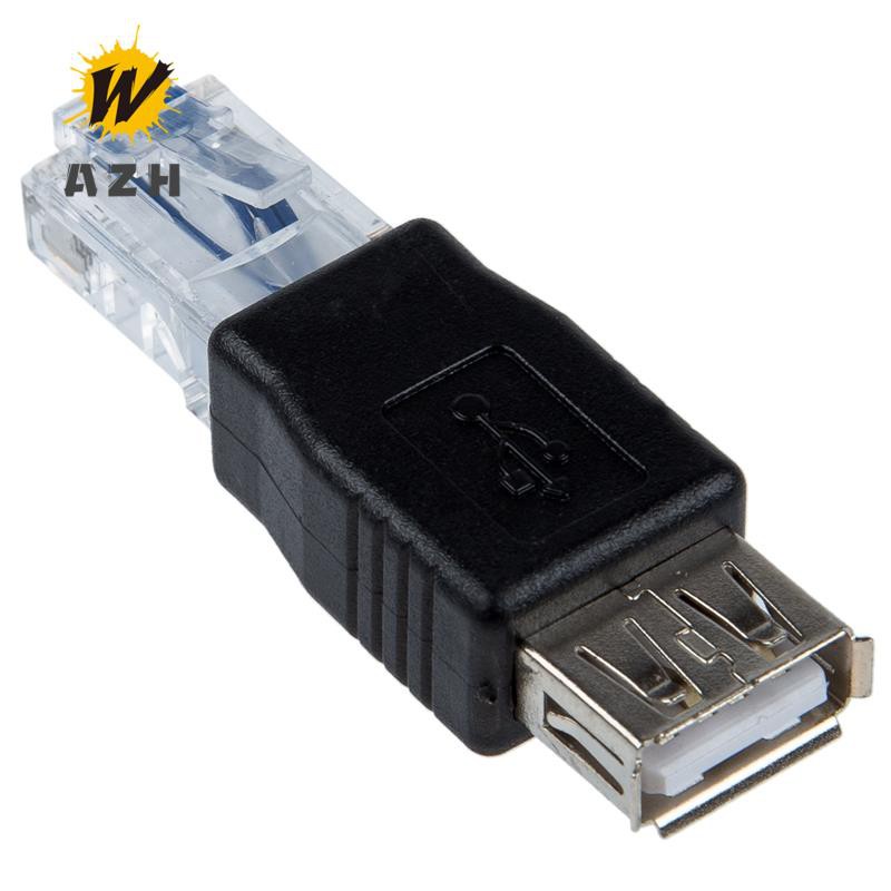 Female USB A to Male Ethernet RJ45 Plug Adapter New