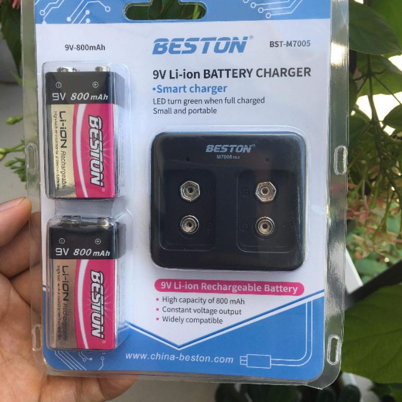 Pin vuông sạc Beston 9V Li-ion 800mAh/ 9V 1000mAh/ bộ sạc 2 khe/ bộ sạc 4 khe  dùng cho micro không dây ,...