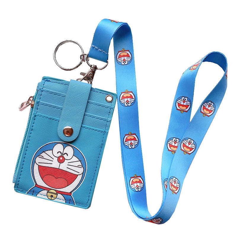 Bao đựng thẻ xe buýt hình Doraemon/ Kaws đáng yêu có dây đeo