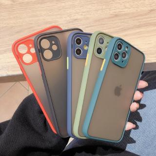 For iPhone 6 6s 7 8 Plus X XR XS 11 Pro Max Camera Protective Bumper Contrast Color Matte Translucent Shockproof Hard PC Phone Case
