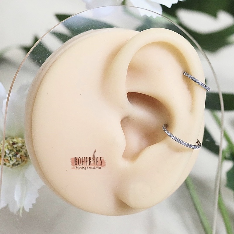 Boheries/Xỏ khuyên, khuyên mũi, khuyên vòng Titanium đính đá cao cấp, không gỉ