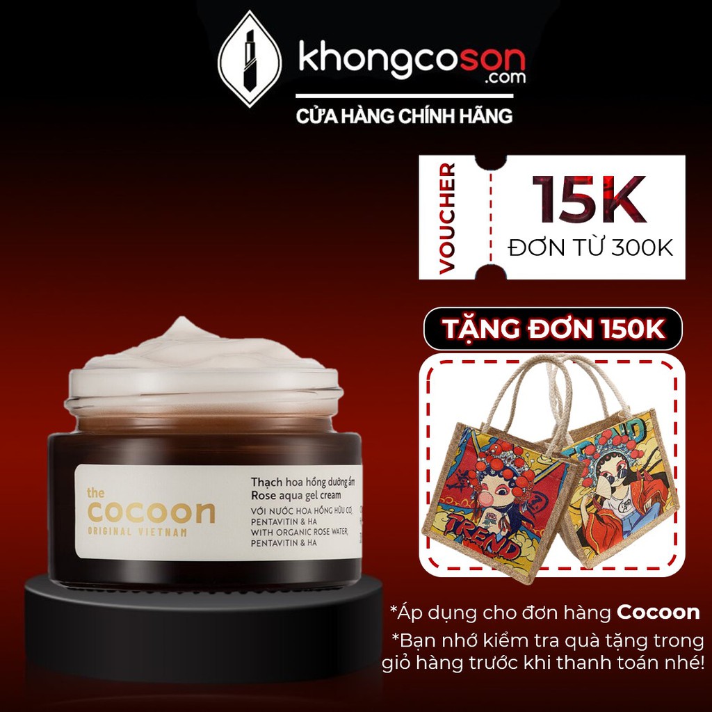 Thạch Hoa Hồng Dưỡng Ẩm Cocoon Rose Aqua Gel Cream mini & full size 30 - 100ml - Khongcoson