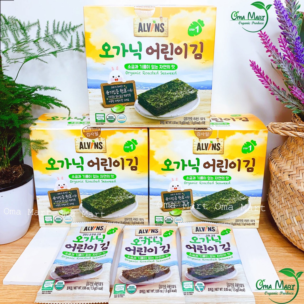Rong biển hữu cơ tách muối cho bé Alvins 7m+