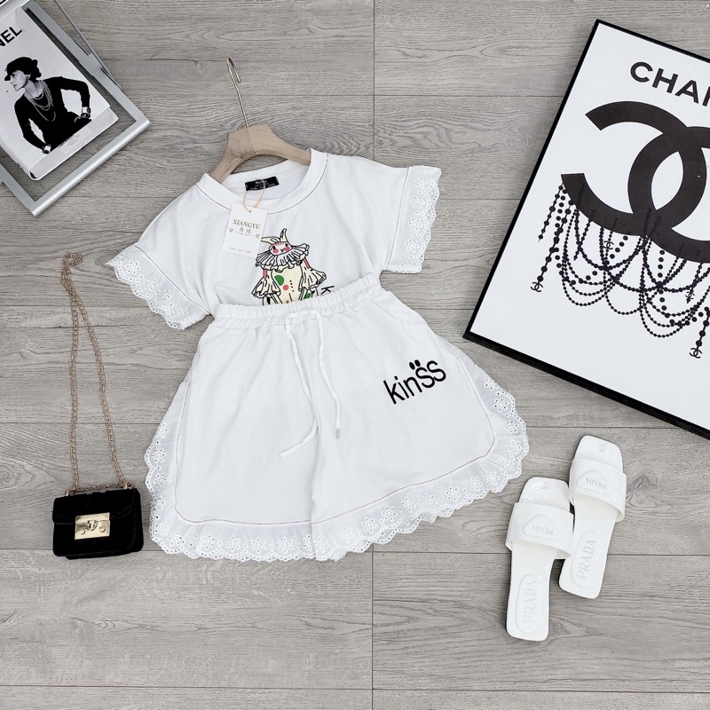 [ 𝐅𝐑𝐄𝐄 𝐒𝐇𝐈𝐏 ] SÉT ÁO CRT MIX QUẦN SOOC VIỀN REN SIÊU XINH VẢI ĐẸP LẮM Ạ