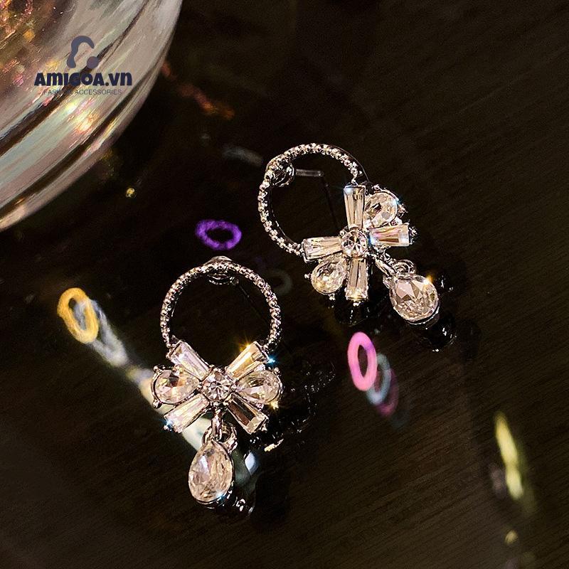 ✨✨Bông Tai Mạ Bạc 925 Hình Nơ Đính Đá Thời Trang