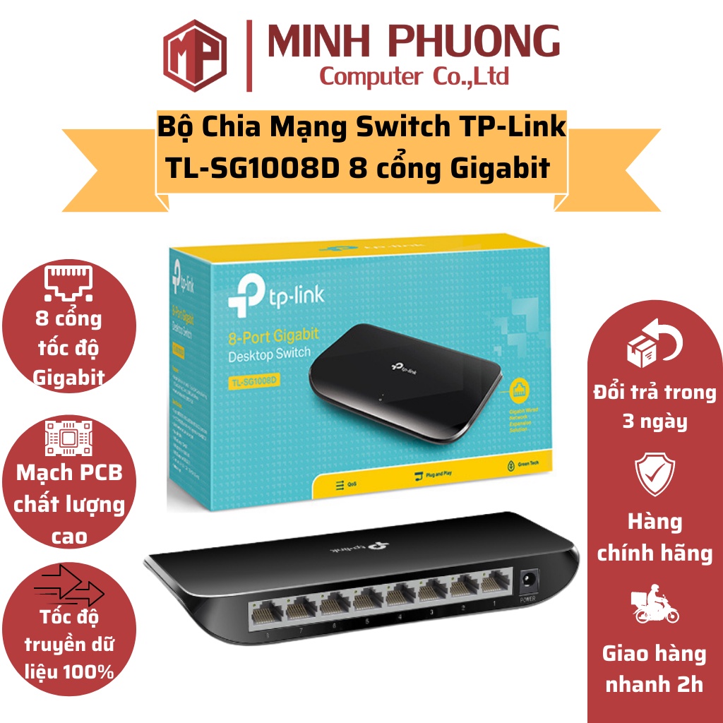 Bộ Chia Tín Hiệu Mạng Switch TP-Link TL-SG1008D 8 cổng RJ45 Gigabit - Hàng Chính Hãng