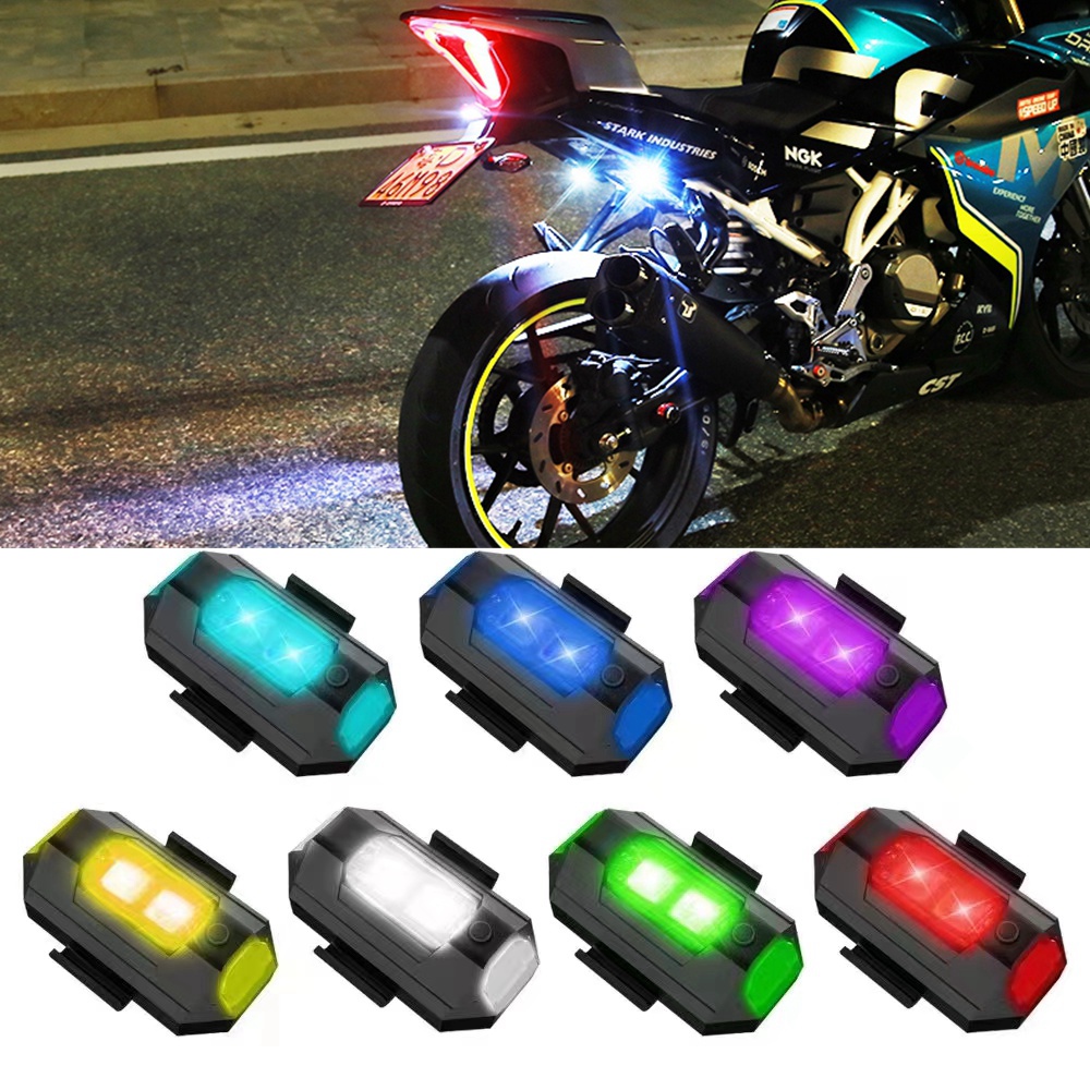 Đèn led Tín Hiệu Cảnh Báo mini 7 Màu Chống Va Chạm Cho Xe Máy
