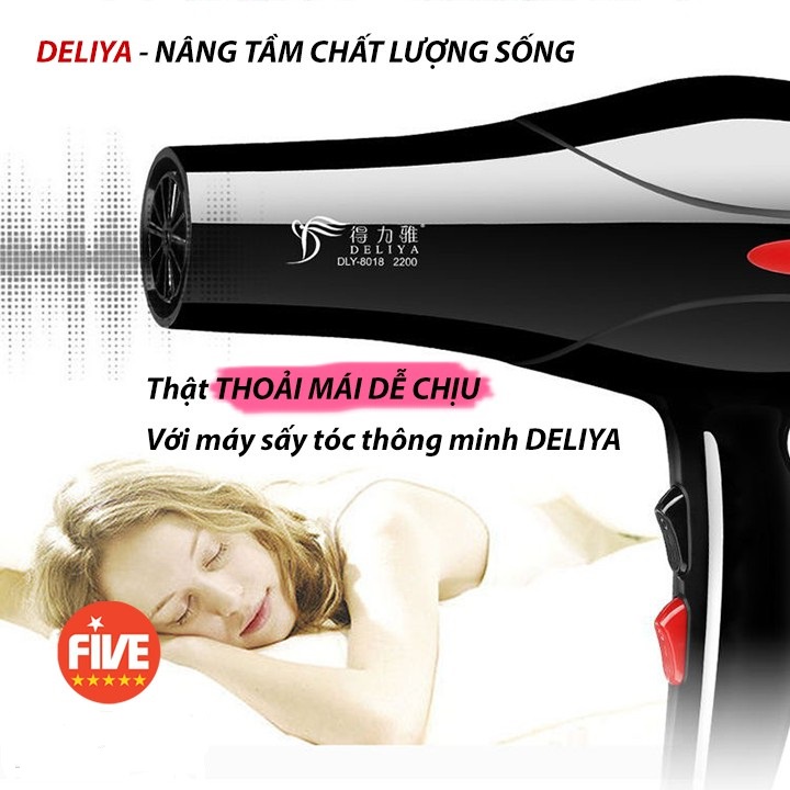 Máy sấy tóc DELIYA công suất lớn 2200W, 2 chiều nóng lạnh tặng kèm 5 món phụ kiện và bộ bấm móng 7 món