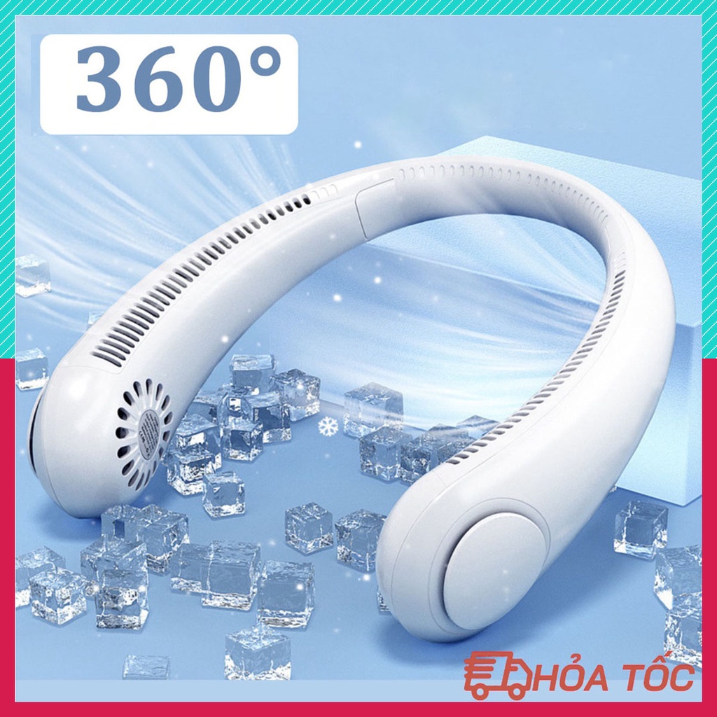 Quạt Mini Đeo Cổ Không Cánh Tiện Dụng - 3 Tốc độ 2000mah Mini Có Cổng USB Tiện Lợi（XQY99）