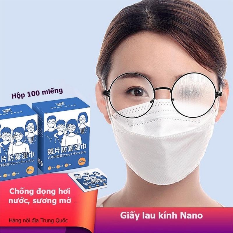 Khăn lau kính Nano hộp 100 miếng giấy lau kính chống bám hơi nước, lau sạch vân tay bụi bẩn XIAOMIMI P.209