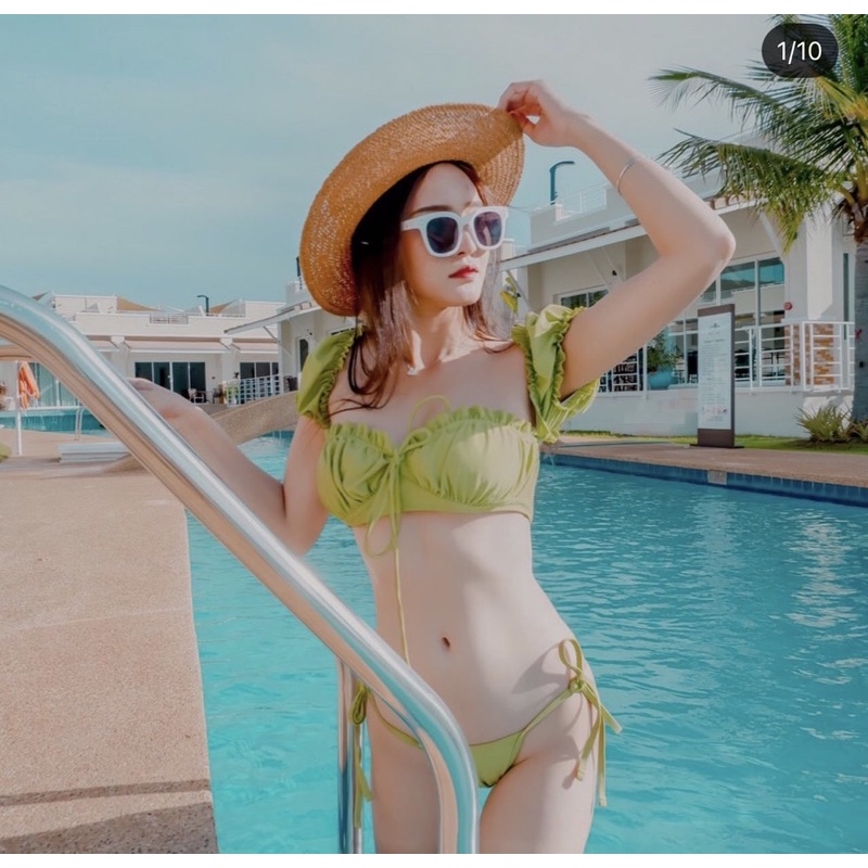 Bikini tay bèo Hiền Hồ màu xanh bơ siêu ngọt | BigBuy360 - bigbuy360.vn