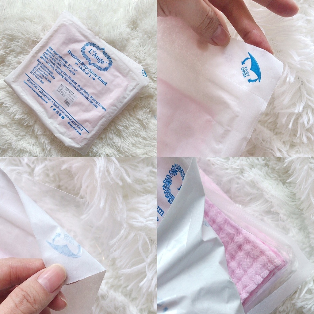 L'ange khăn sữa, lót gối vải bông 6 lớp 25x40 (set 2 cái)