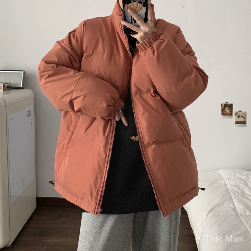 Áo khoác phao Cotton dày dáng rộng màu trơn phong cách Hàn Quốc thời trang mùa đông 2021 | BigBuy360 - bigbuy360.vn