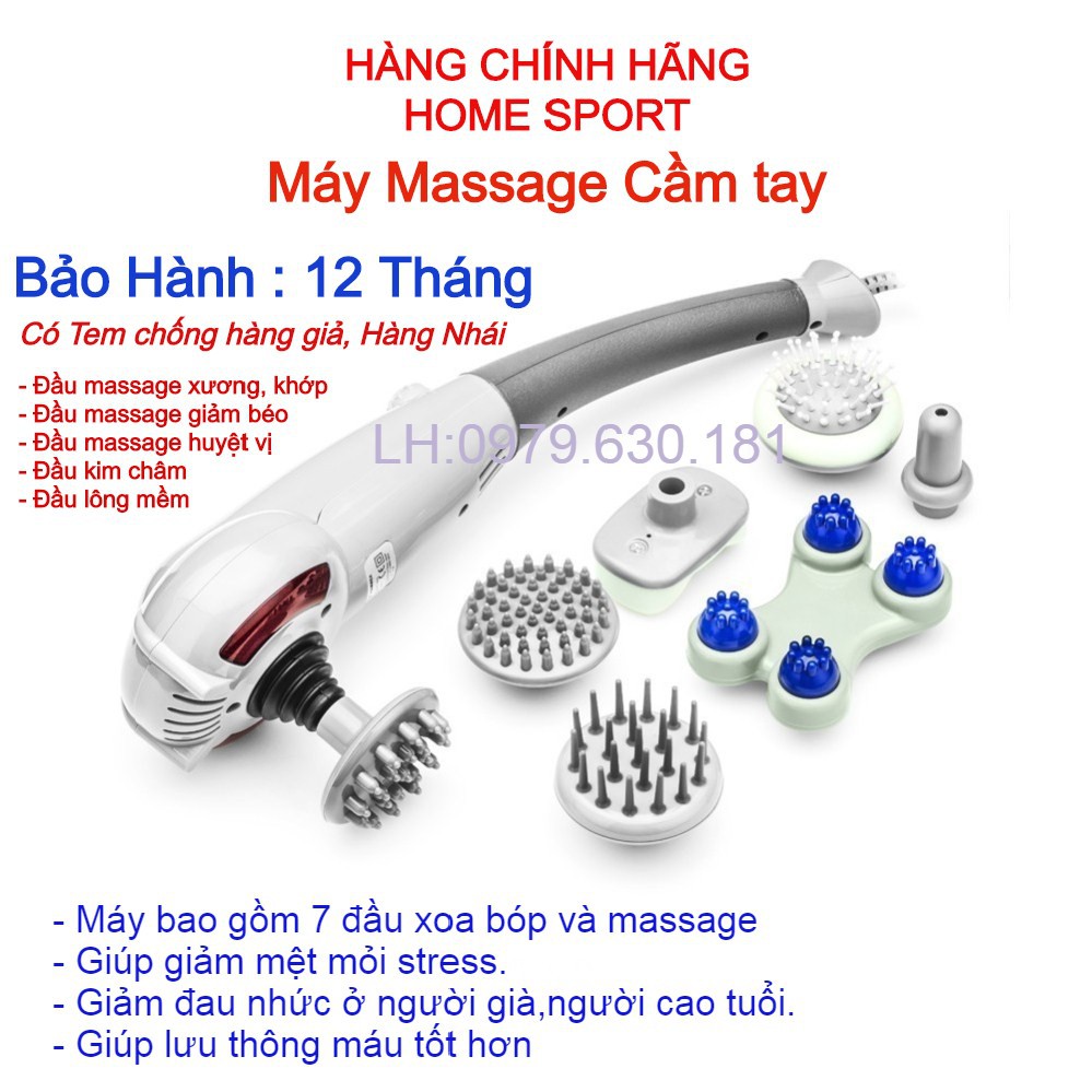 [BH 12 tháng] Máy Massage Cầm Tay Home Sport Cao Cấp Trị Đau Mỏi Cơ- 7 đầu Massage