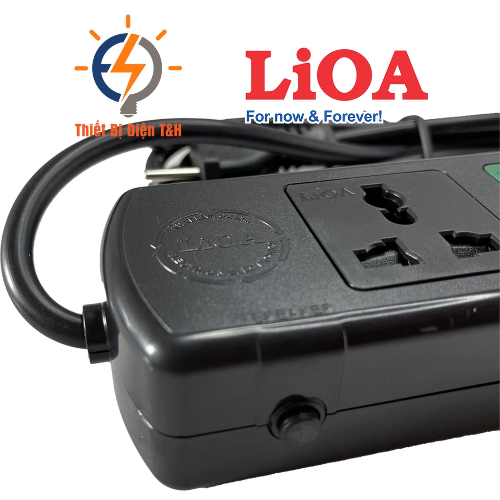 Ổ cắm điện đa năng LIOA, 2200W, 6 ổ cắm, 2 công tắc, dây dài 3M, 5M, 6D32N - 6D52N - Thiết Bị Điện T&amp;H